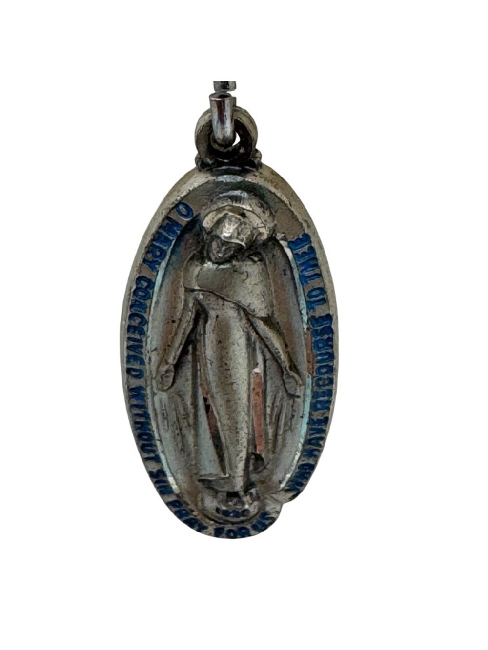 CREED 925 Sterling Silver Antique Art Deco St Mary Miraculous Medal Pendant 1830